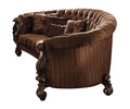 55 X 109 X 39 Brown Velvet Cherry Oak Upholstery Poly Resin Sofa W5 Pillows