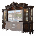 21 X 118 X 95 Cherry Oak Wood Poly Resin Glass Entertainment Center