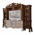 19 X 121 X 90 Cherry Oak Wood Poly Resin Glass Entertainment Center