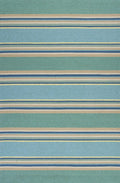 8X10 Ocean Blue Hand Hooked Uv Treated Awning Stripes Indoor Outdoor Area Rug