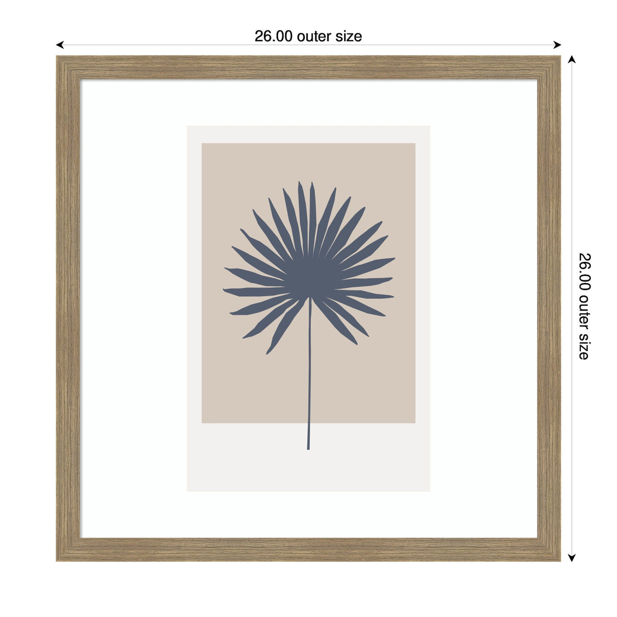 Muted Tan and Blue Colorblock Botanical Palm by The Creative Bunch Studio Framed Wall Art Print