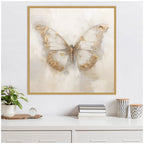 Sylvie Butterfly Neutral 2 Framed Canvas by The Creative Bunch Studio