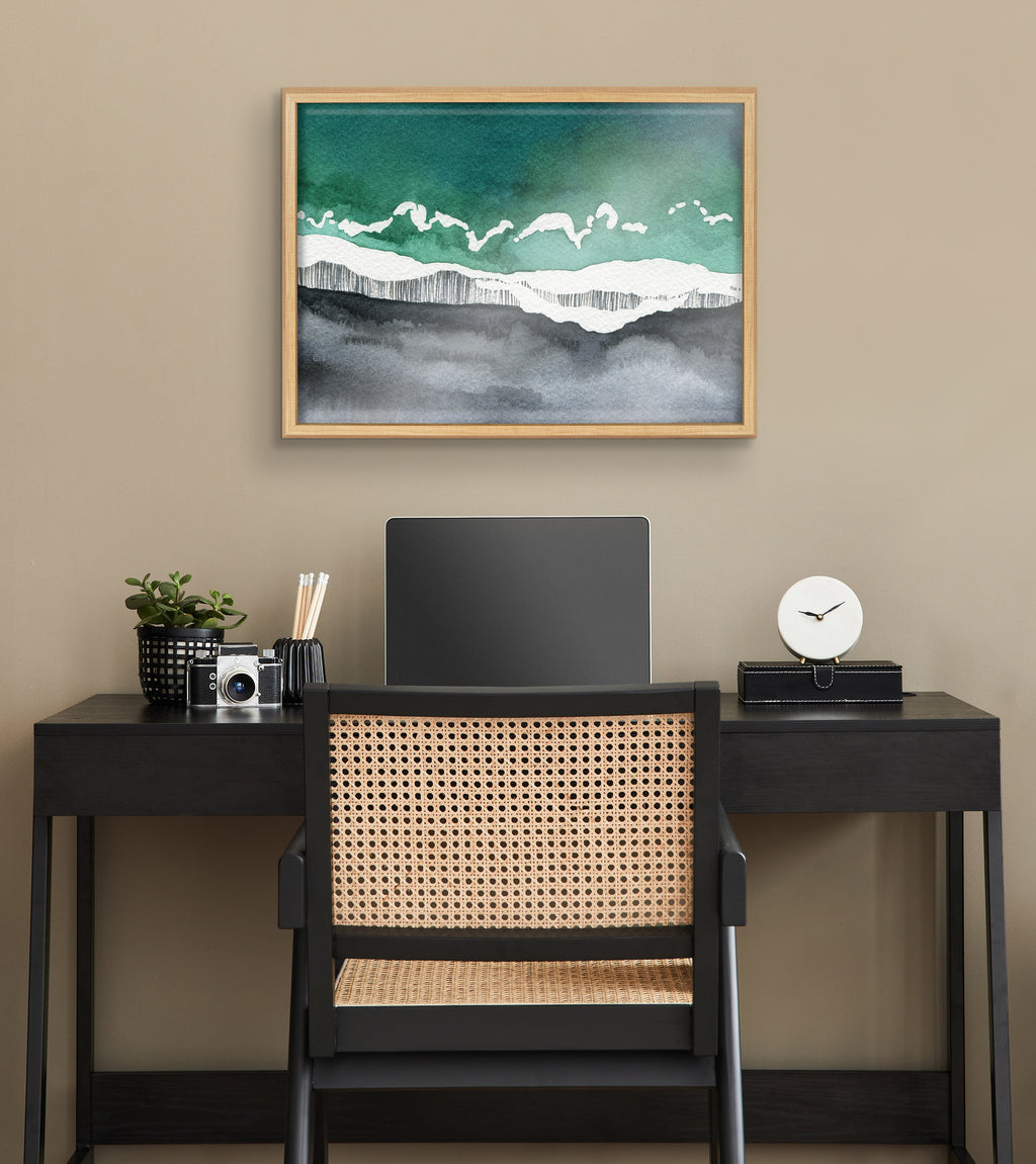 Blake Black Sands Dream Framed Printed Glass by Janet Meinke-Lau