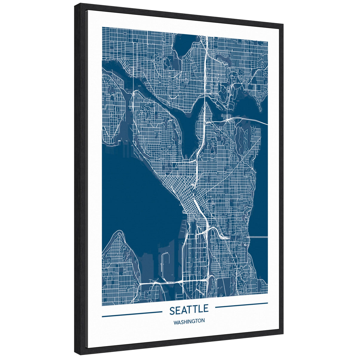Sylvie Seattle Map Framed Canvas by Jake Goossen