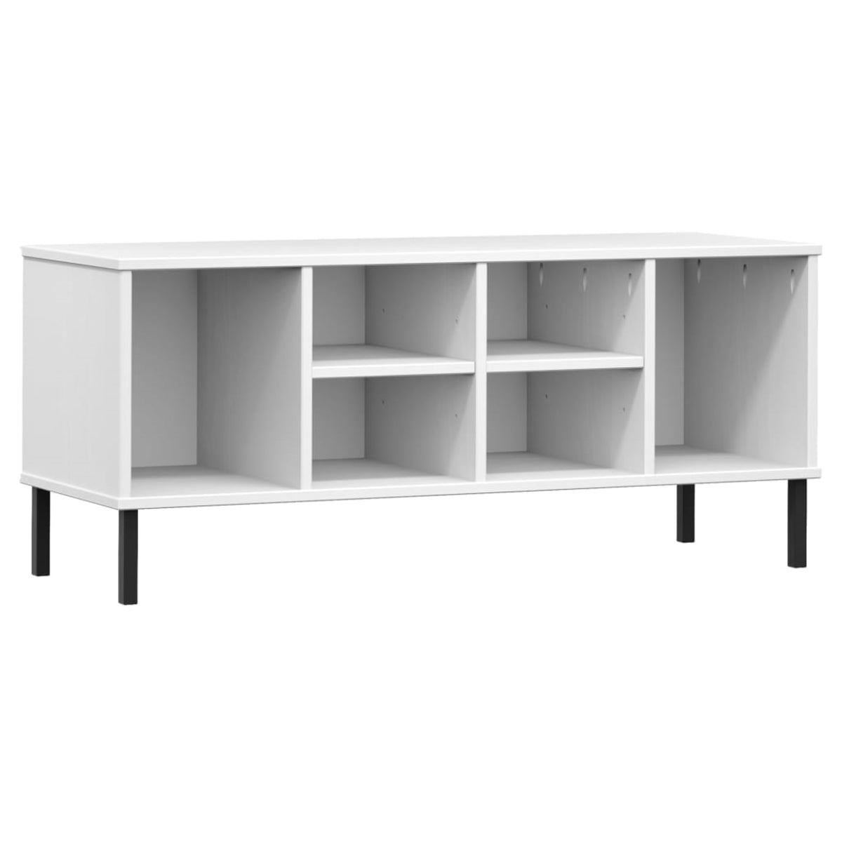 vidaXL Shoe Rack with Metal Legs White 41.7''x13.8''x17.7'' Solid Wood OSLO