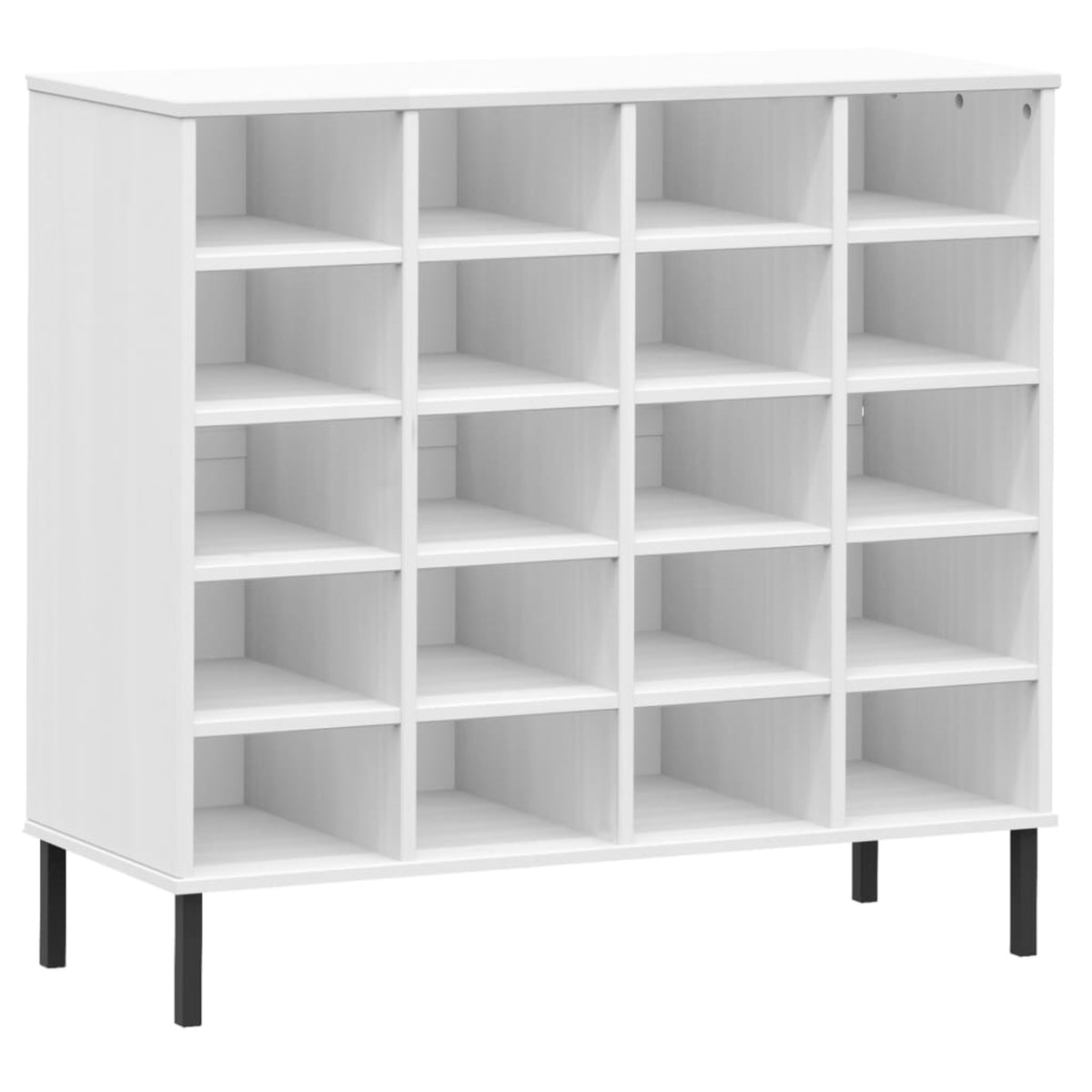 vidaXL Shoe Rack with Metal Legs White 37.4''x13.8''x34.3'' Solid Wood OSLO