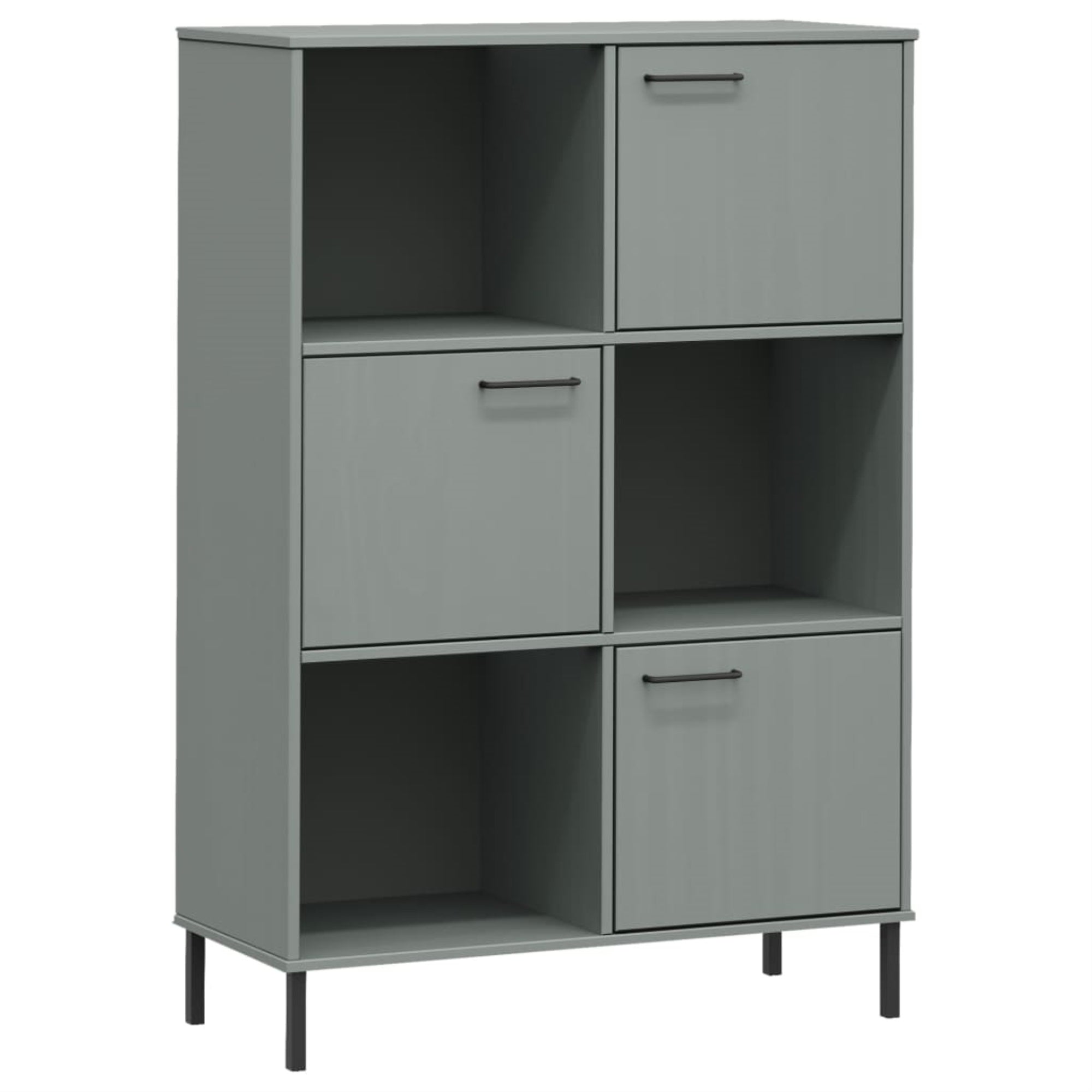 vidaXL Bookcase with Metal Legs Gray 35.4''x13.8''x50.6'' Solid Wood OSLO