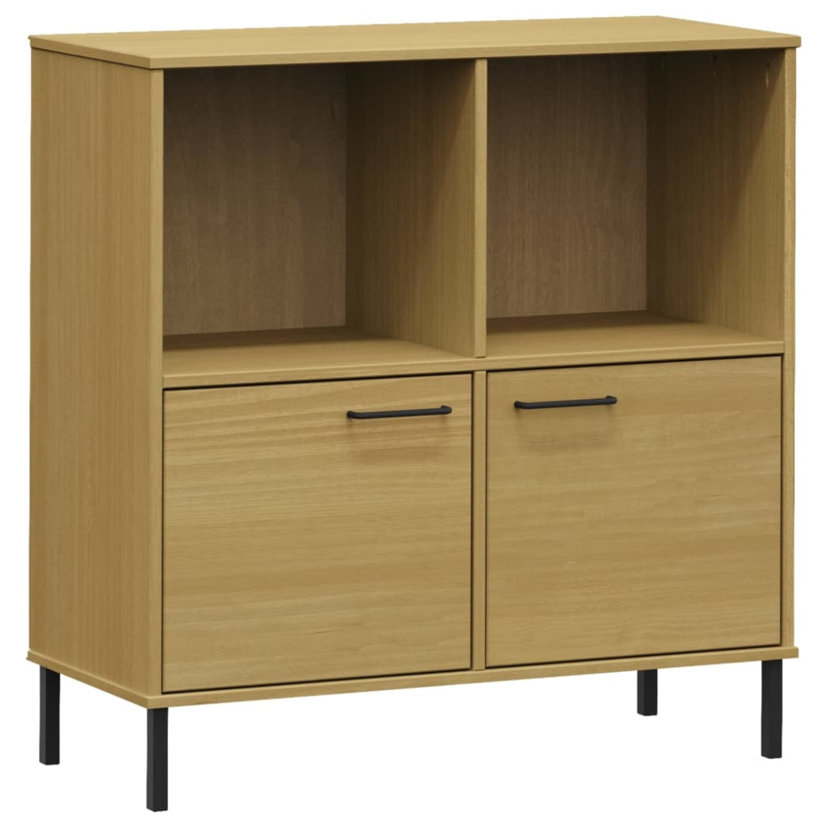 vidaXL Bookcase with Metal Legs Brown 35.4''x13.8''x35.6'' Solid Wood OSLO
