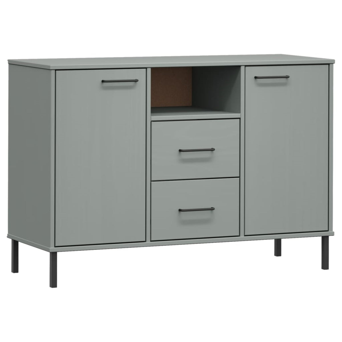 vidaXL Sideboard with Metal Legs Gray 44.5''x15.7''x30.3'' Solid Wood OSLO