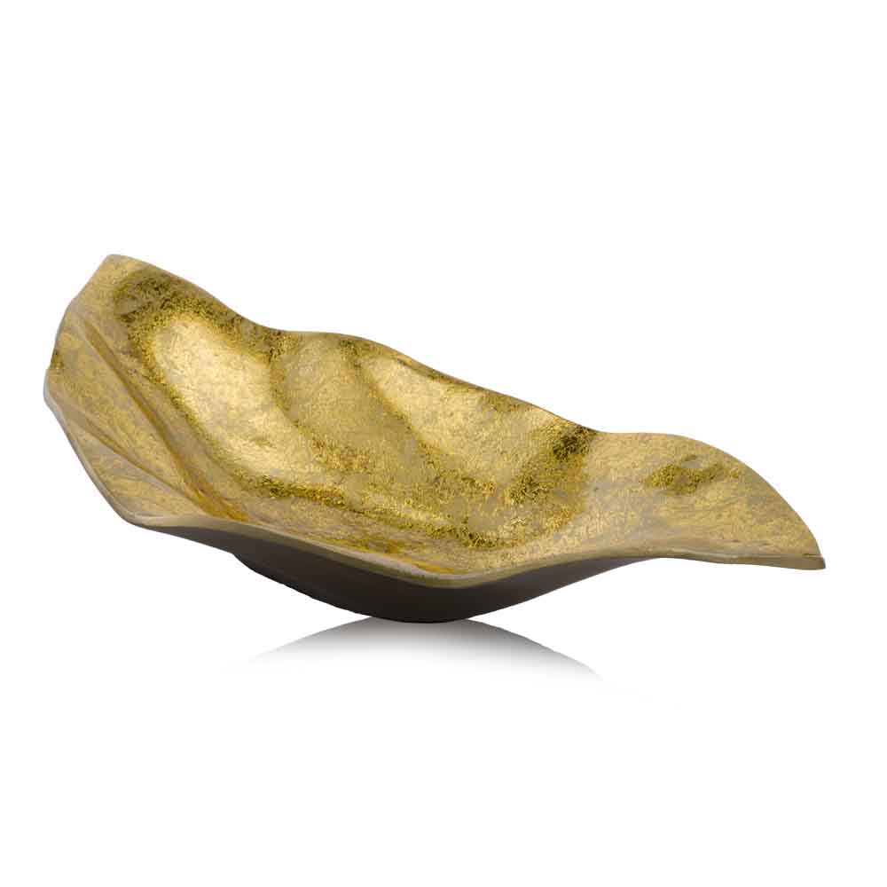 8.5 X 18 X 2.5 Gold And Bronze Metal Tray