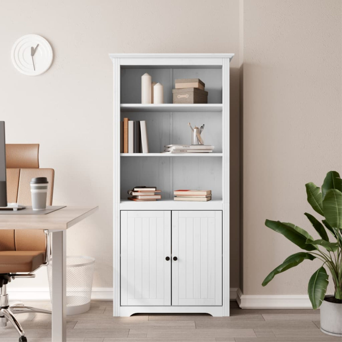 vidaXL Bookcase BODO White 31.5''x15.7''x67.7'' Solid Wood Pine