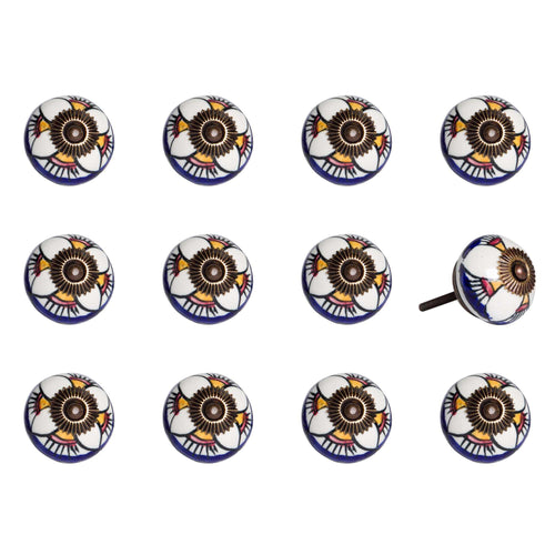 1.5 X 1.5 X 1.5 Ceramic Metal Multicolor 12 Pack Knob