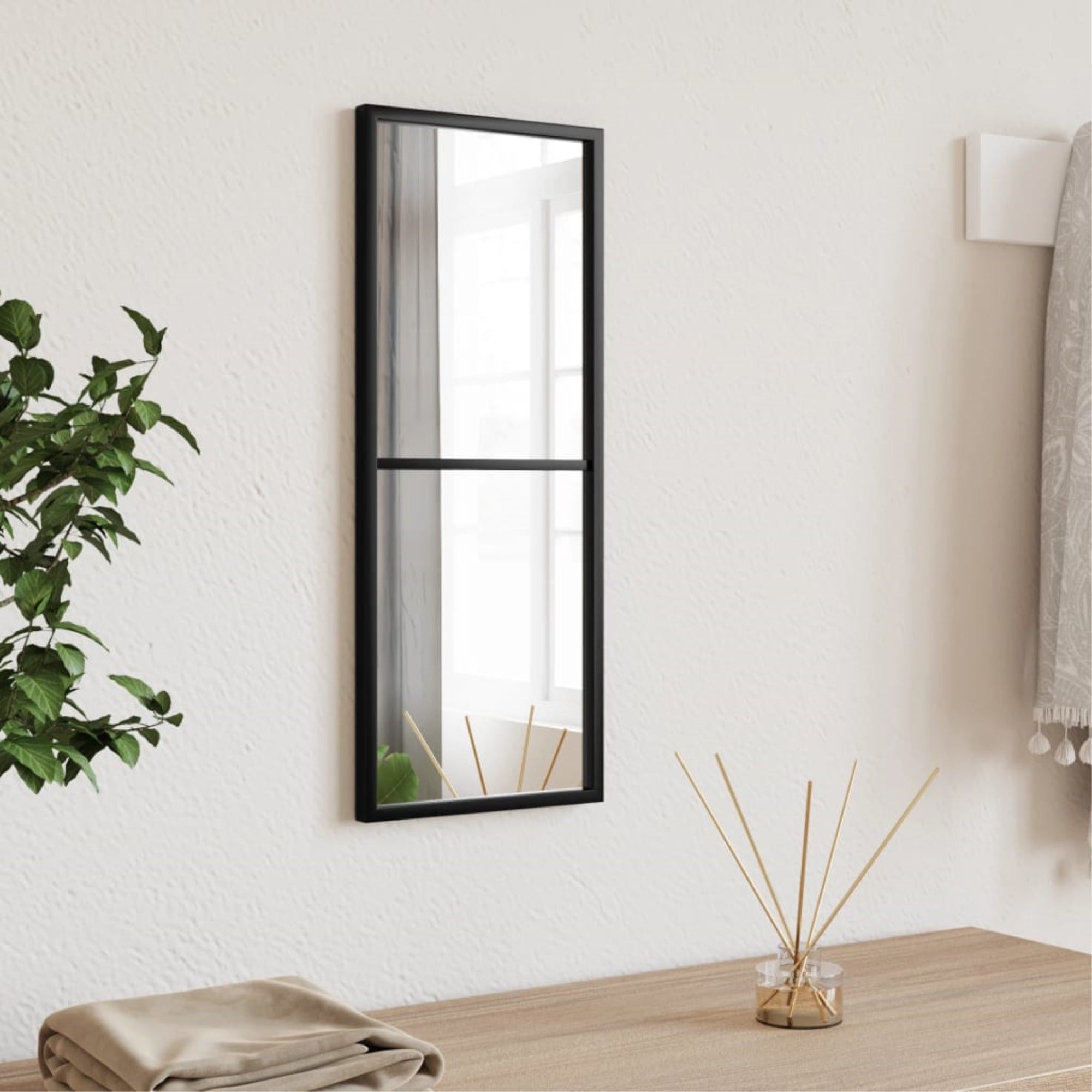 vidaXL Wall Mirror Black 7.9''x19.7'' Rectangle Iron