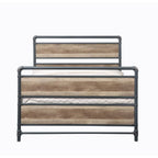 Acme Brantley Metal Full Bed with Wooden Headboard in Antique Oak and Sandy Gray