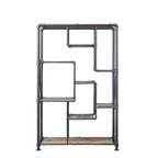 Acme Brantley Rectangular Metal Bookshelf in Antique Oak and Sandy Gray