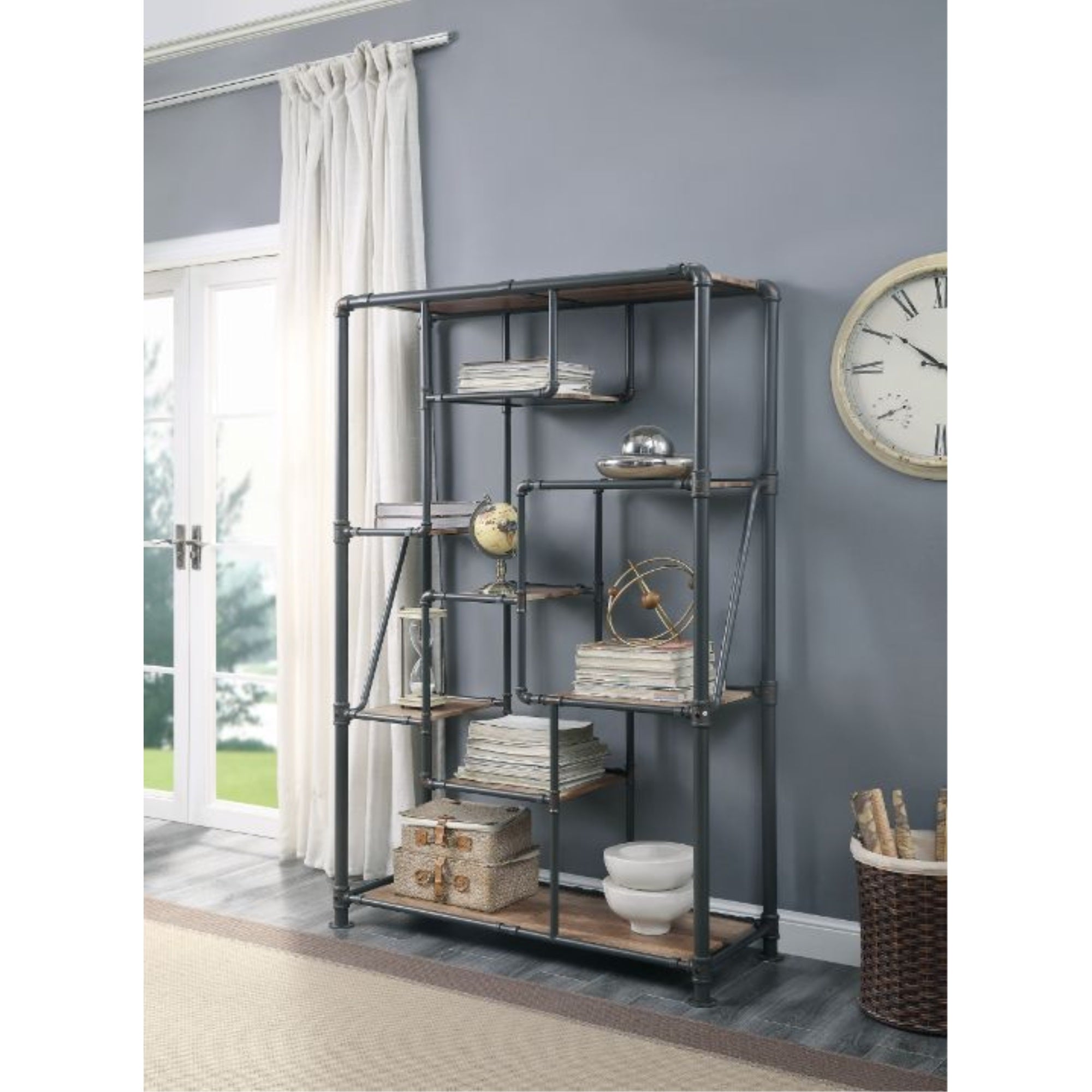 Acme Brantley Rectangular Metal Bookshelf - Thumbnail 5