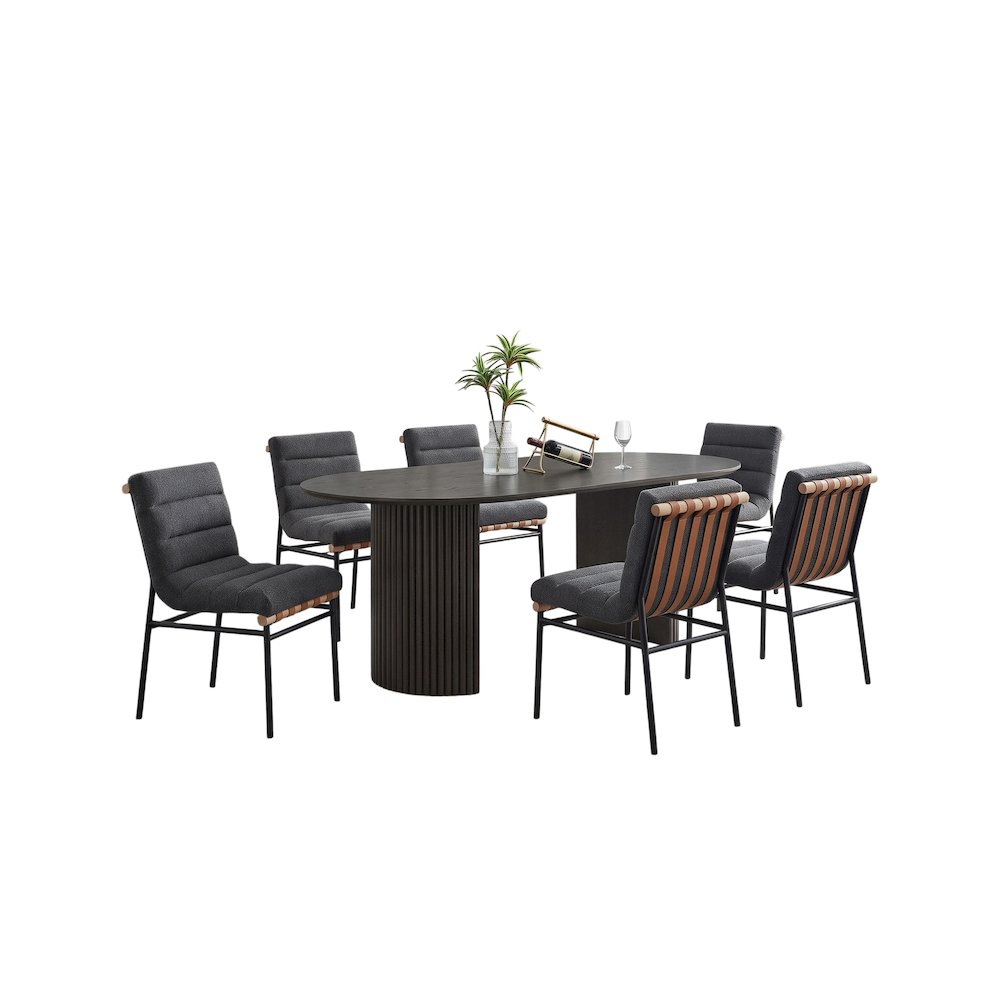 Valencia 7Piece Dining Set with 80 Inch Gray Oak Finish Oval Table