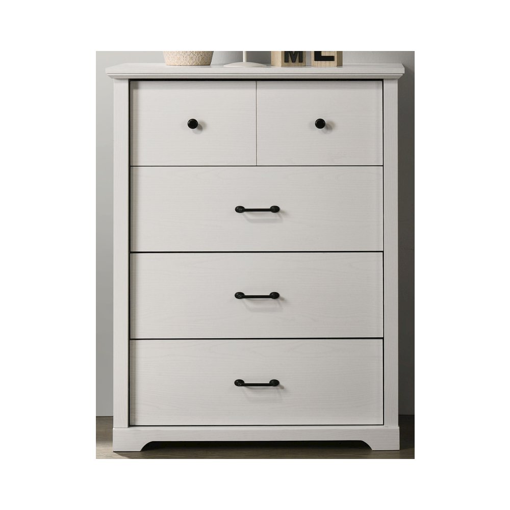 Elara 32 InchW White 4Drawer Chest with Black Handles