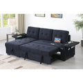 84 InchW Charcoal Woven Fabric Reversible Sleeper Sectional Sofa with Storage Chaise