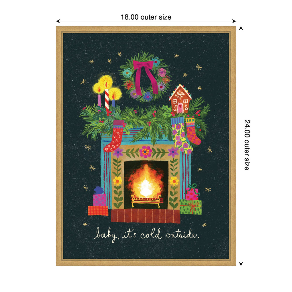 Sylvie Framed Canvas Christmas Fireplace by Shannon Snow