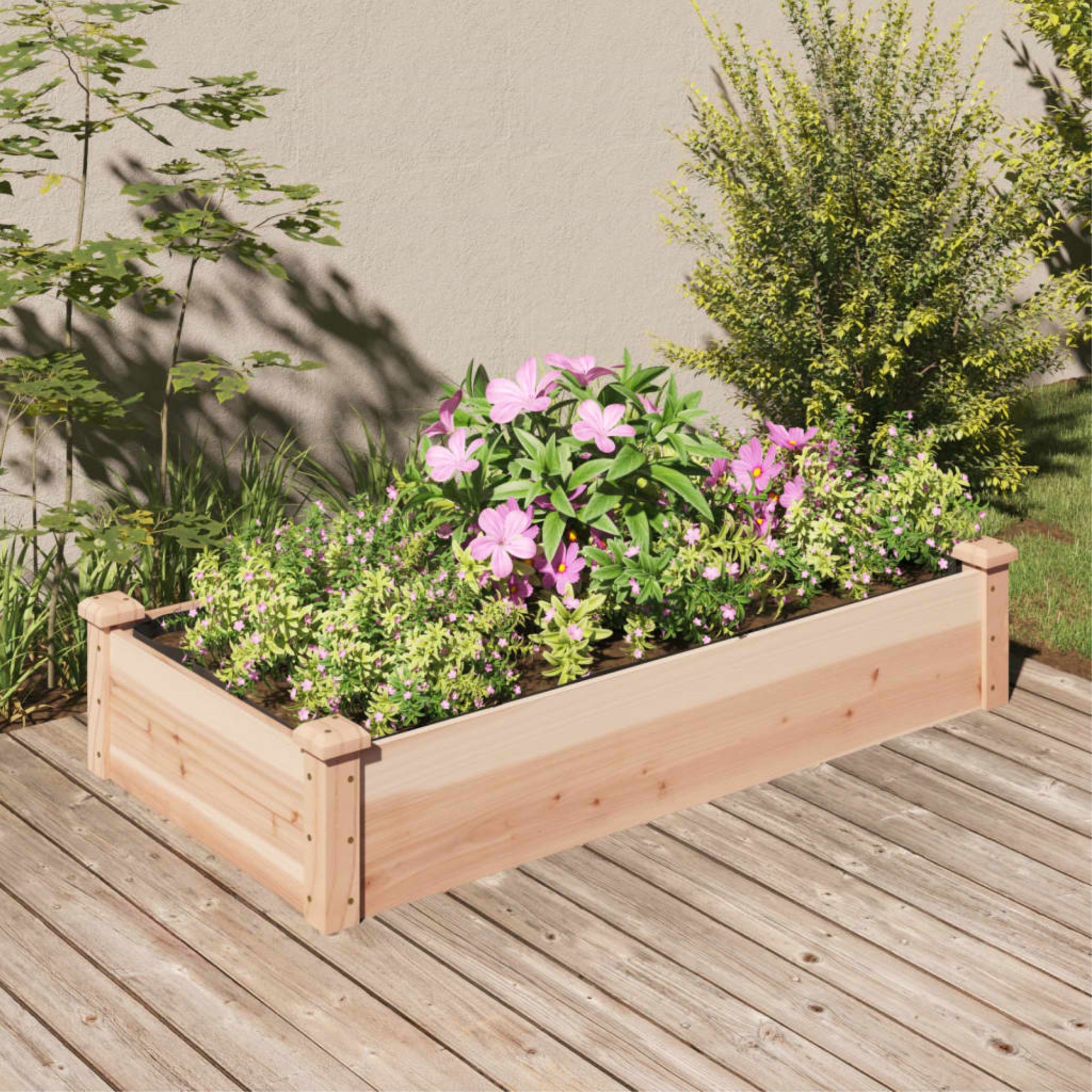 vidaXL Garden Raised Bed with Liner 47.2''x23.6''x9.8'' Solid Wood Fir