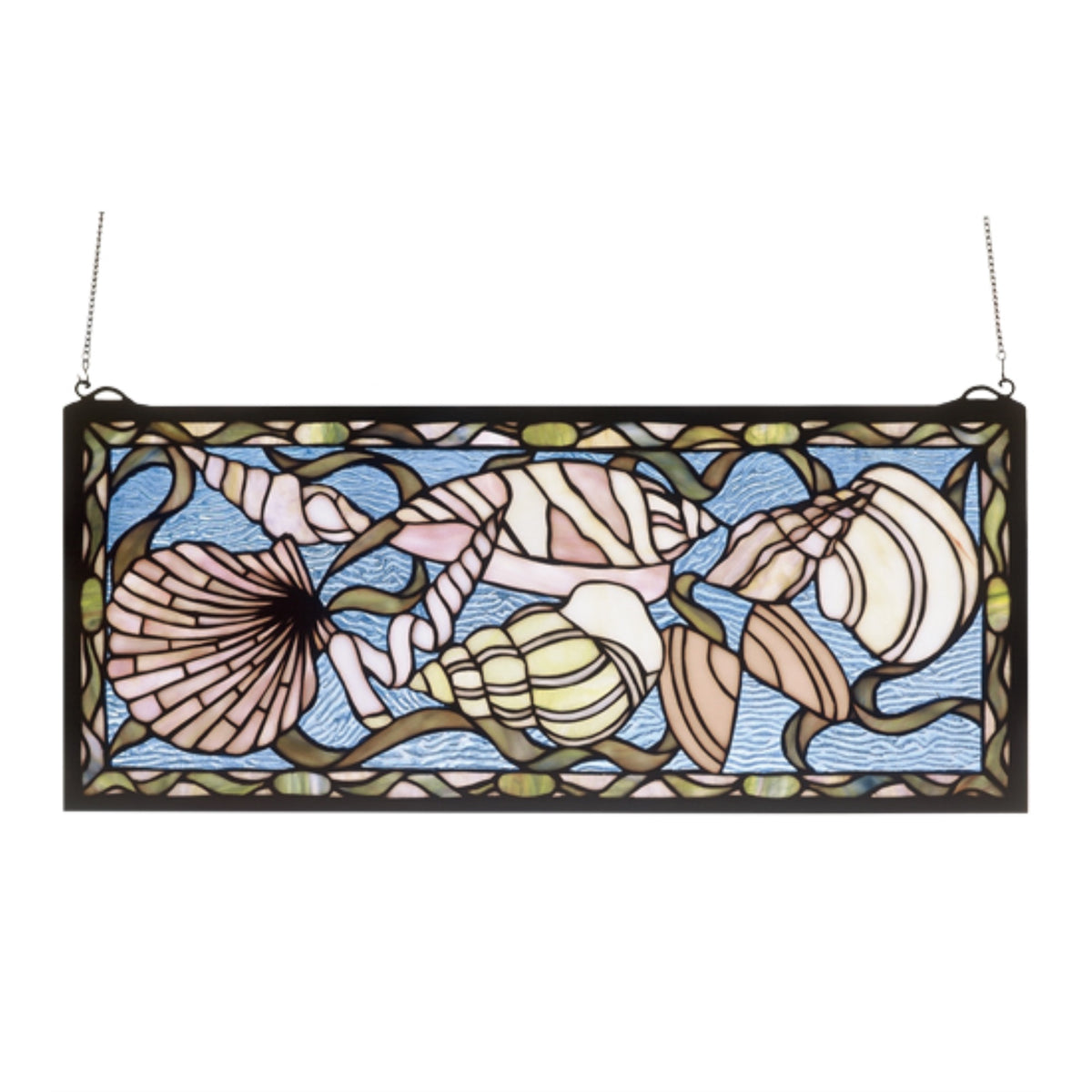 24 Inch W X 10 Inch H Seashell Stained Glass Window