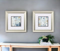 Set of Two Blue Watercolor Brushed Silver Framed Wall Art