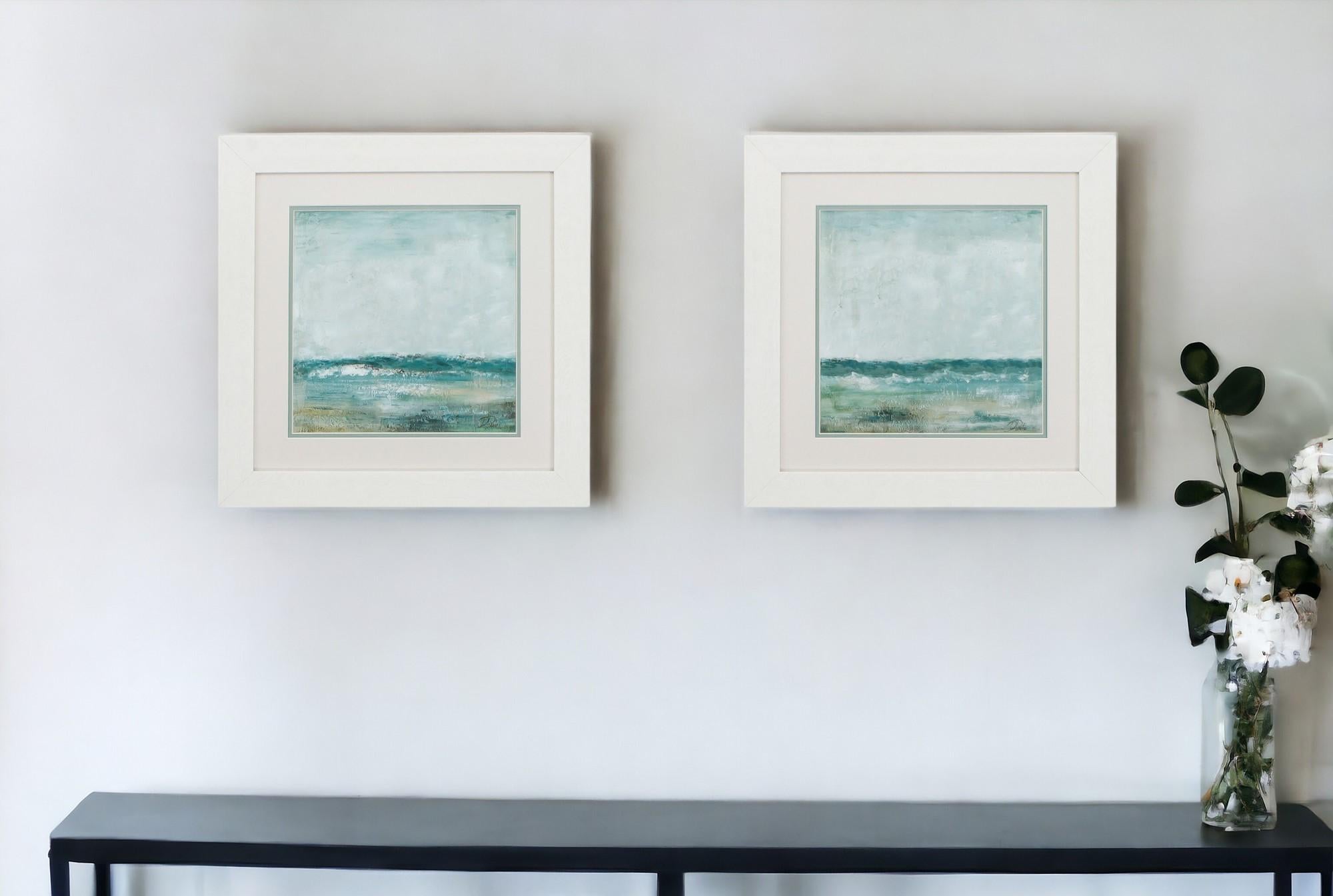 Set of Two 19 X 19 White and Blue Ocean Wall Decor