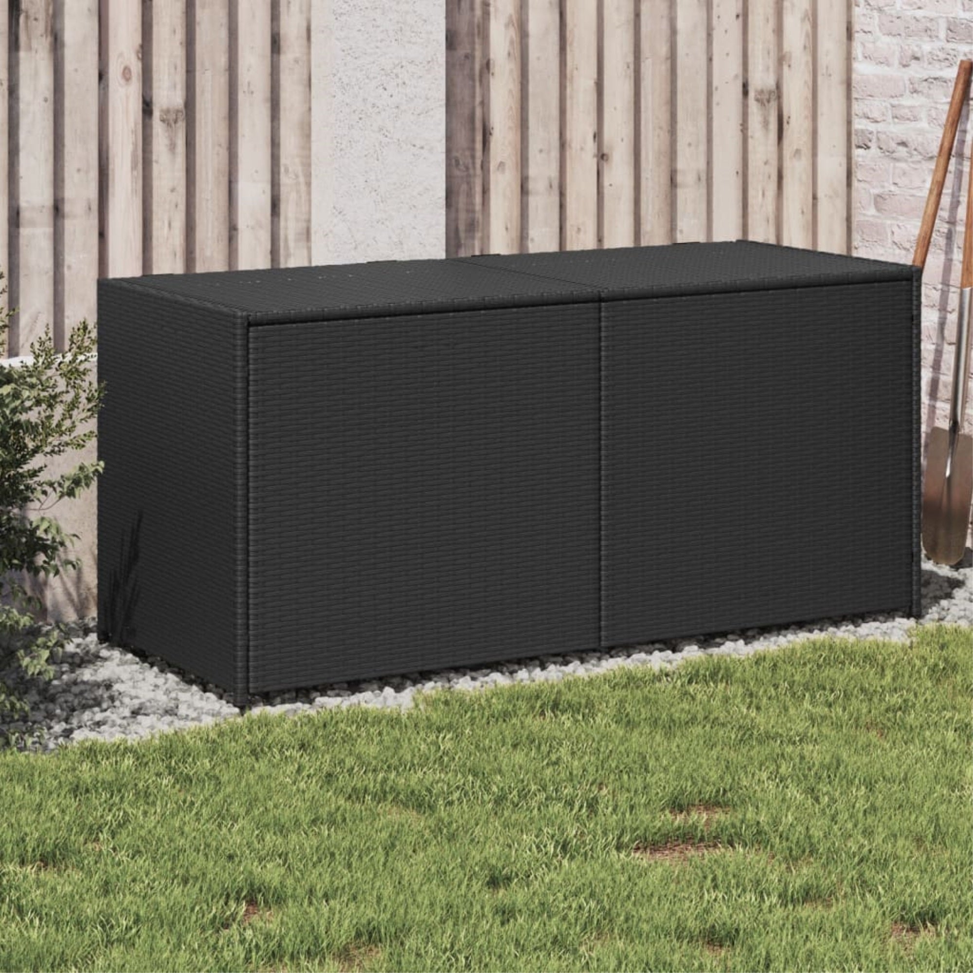 vidaXL Garden Storage Box Black 74.8 Gal Poly Rattan