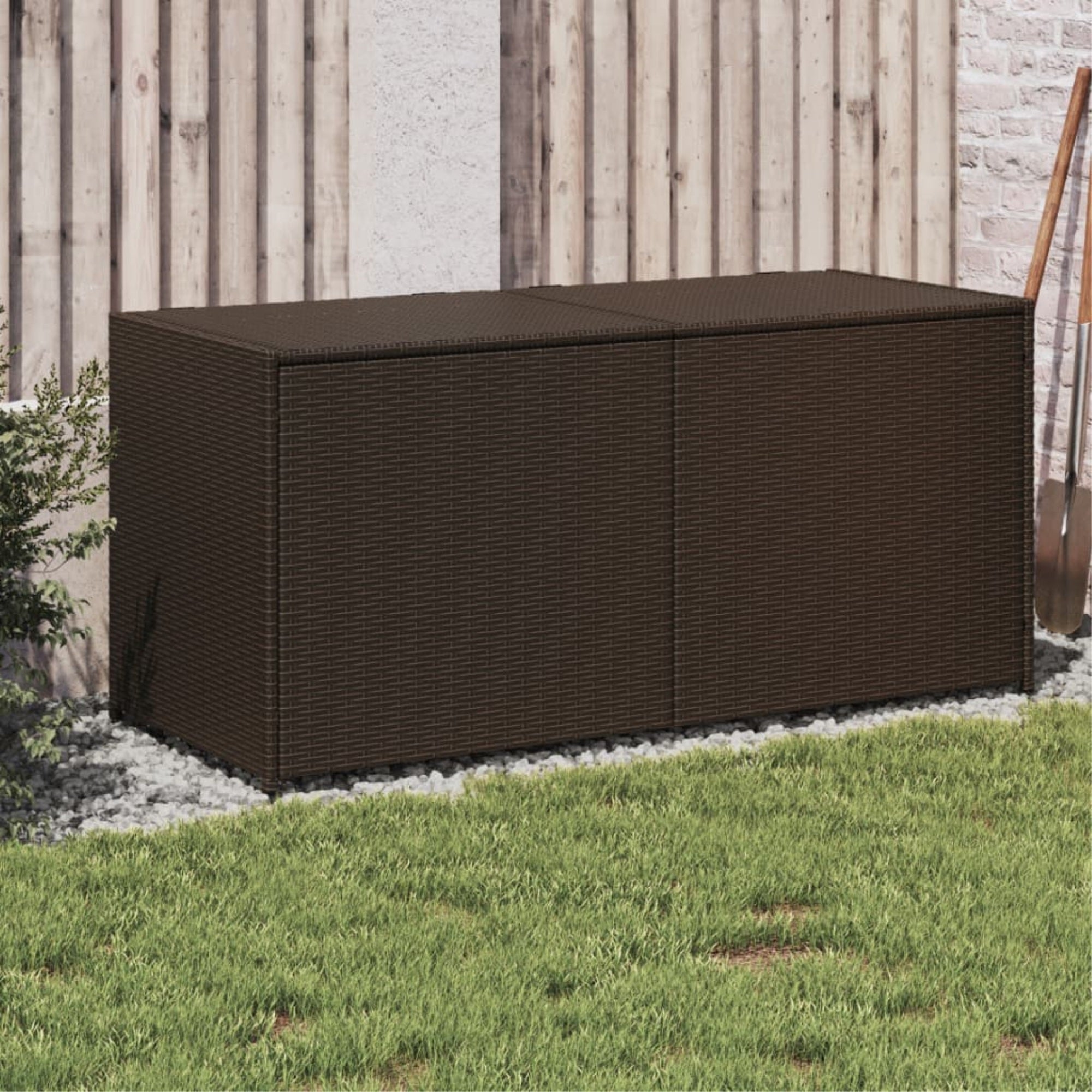 vidaXL Garden Storage Box Brown 74.8 Gal Poly Rattan