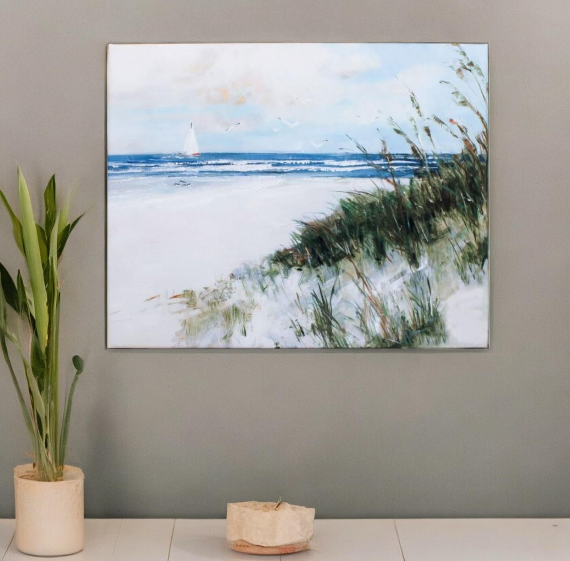 31 X 25 Woodtoned Frame Oak Island Sunrise