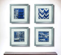 21 X 21 Silver Frame Indigo Batik Set Of 4