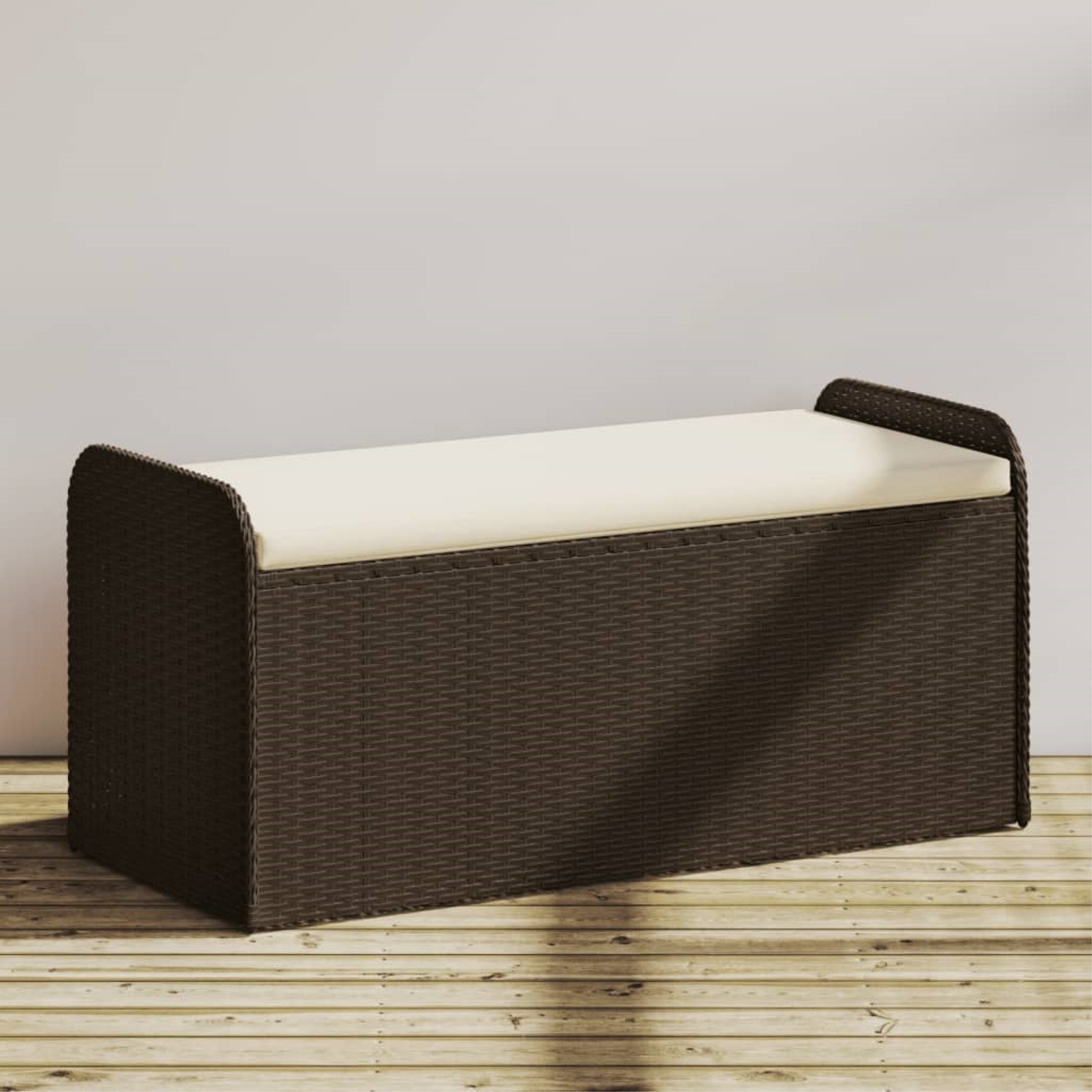 vidaXL Storage Bench with Cushion Brown 45.3''x20.1''x20.5'' Poly Rattan
