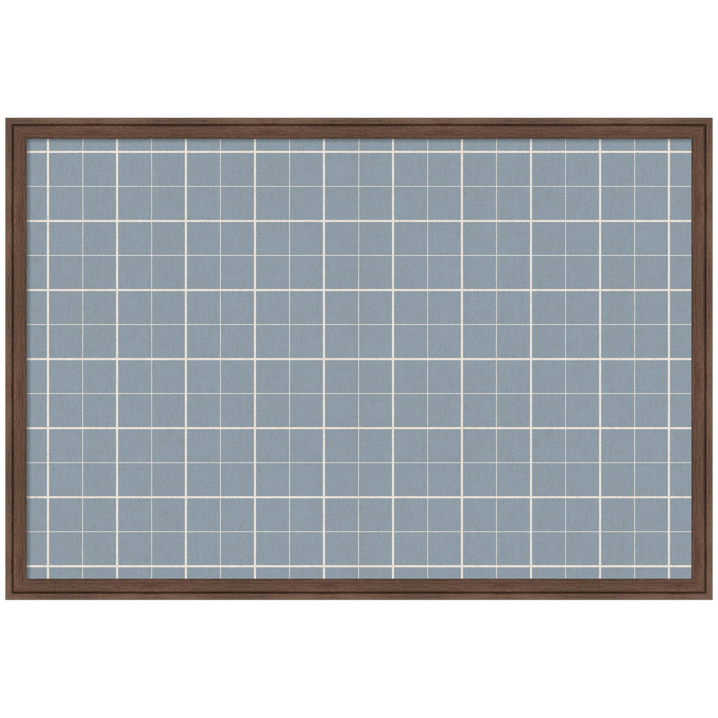Framed Fabric Pinboard Light Blue Plaid Wall Organization