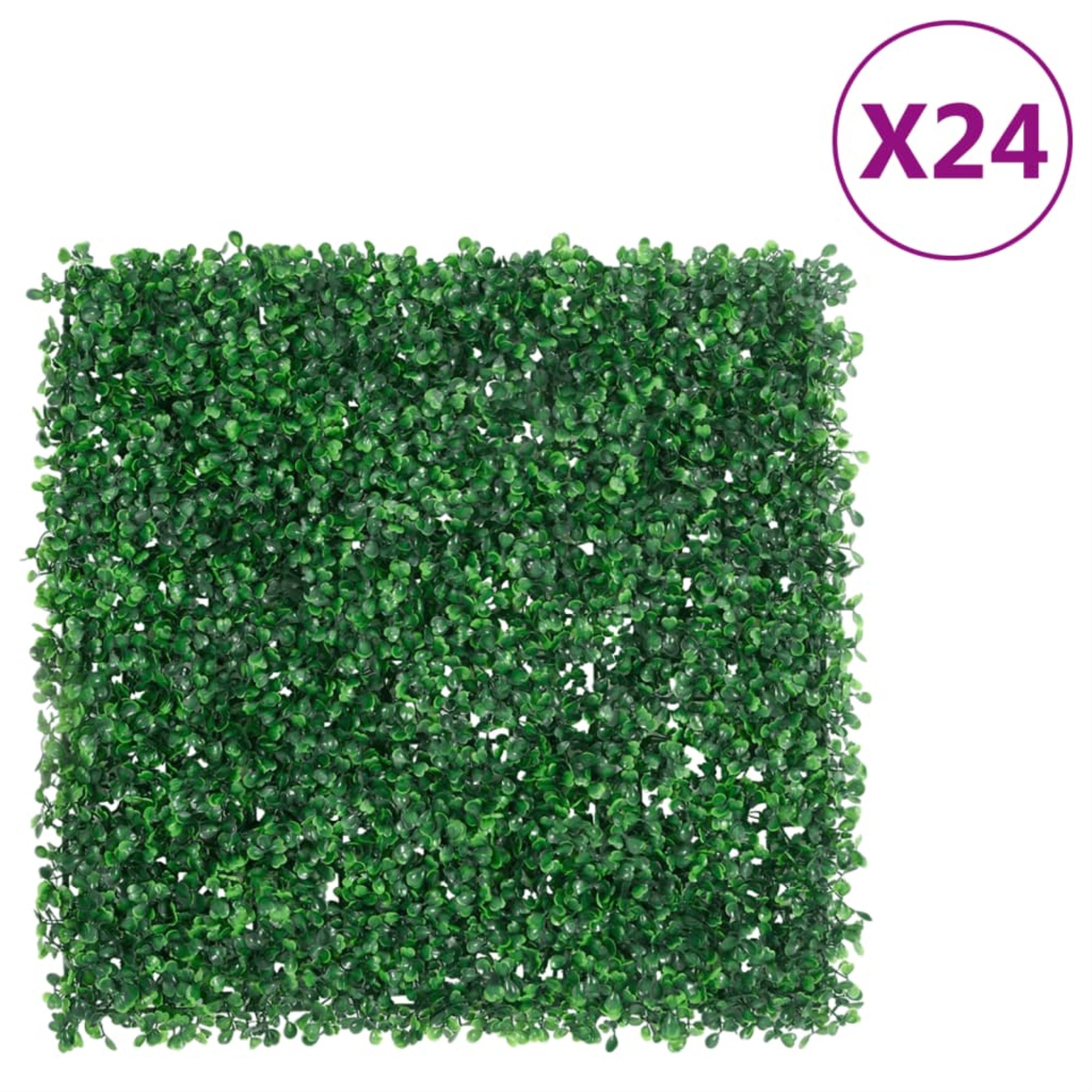 vidaXL Artificial Shrub Leaf Fence24 pcs Green 19.7''x19.7''