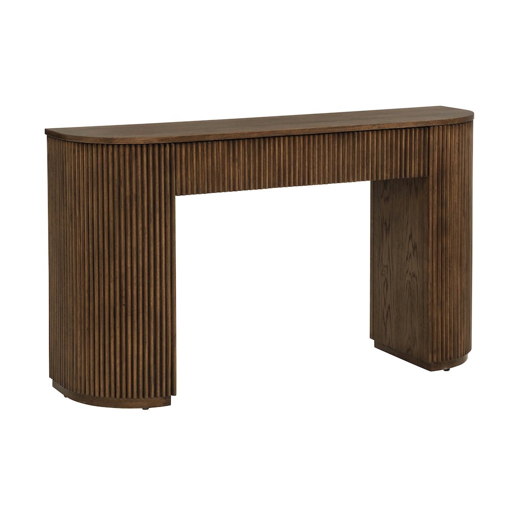 52 Inch Wide Modern Fluted Console Table Mid Century, Brown
