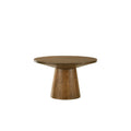 Terra Transitional Round Coffee Table with Pedestal Base, Walnut