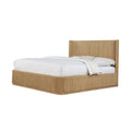 84 Inch Long Modern Fluted Platform California King Bed Frame 47.5 Inch High Headboard