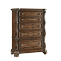 Belvedere 54 Inch Traditional 5Drawer Tallboy Chest, Carved Wood  Dark Cherry