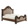 Belvedere California King Platform Bed Frame, Tufted Headboard  Dark Cherry