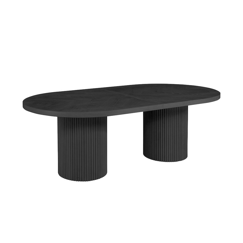 Dobby 90 Inch123 Inch Extendable Oval Wooden Dining Table, Black