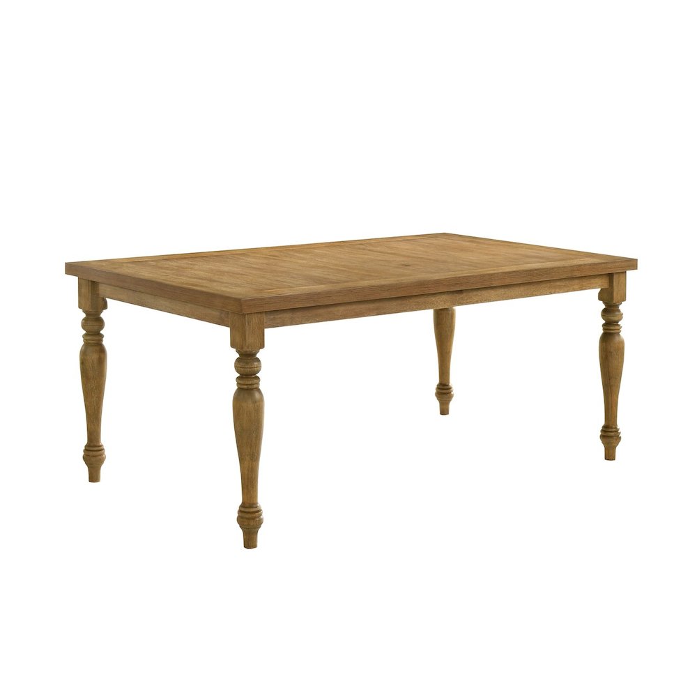 Transitional Rectangle Dining Table with SpindleStyle Legs, Antique Natural Oak