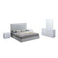 5Piece Modern Mirrored Bedroom Set, Eastern King, Gray Cloud
