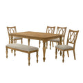 Huntington 6Piece Transitional Rectangle Dining Set, Antique Natural Oak