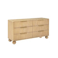 Daplen Scandinavian Modern 6Drawer Dresser with Rounded Legs, Light Oak