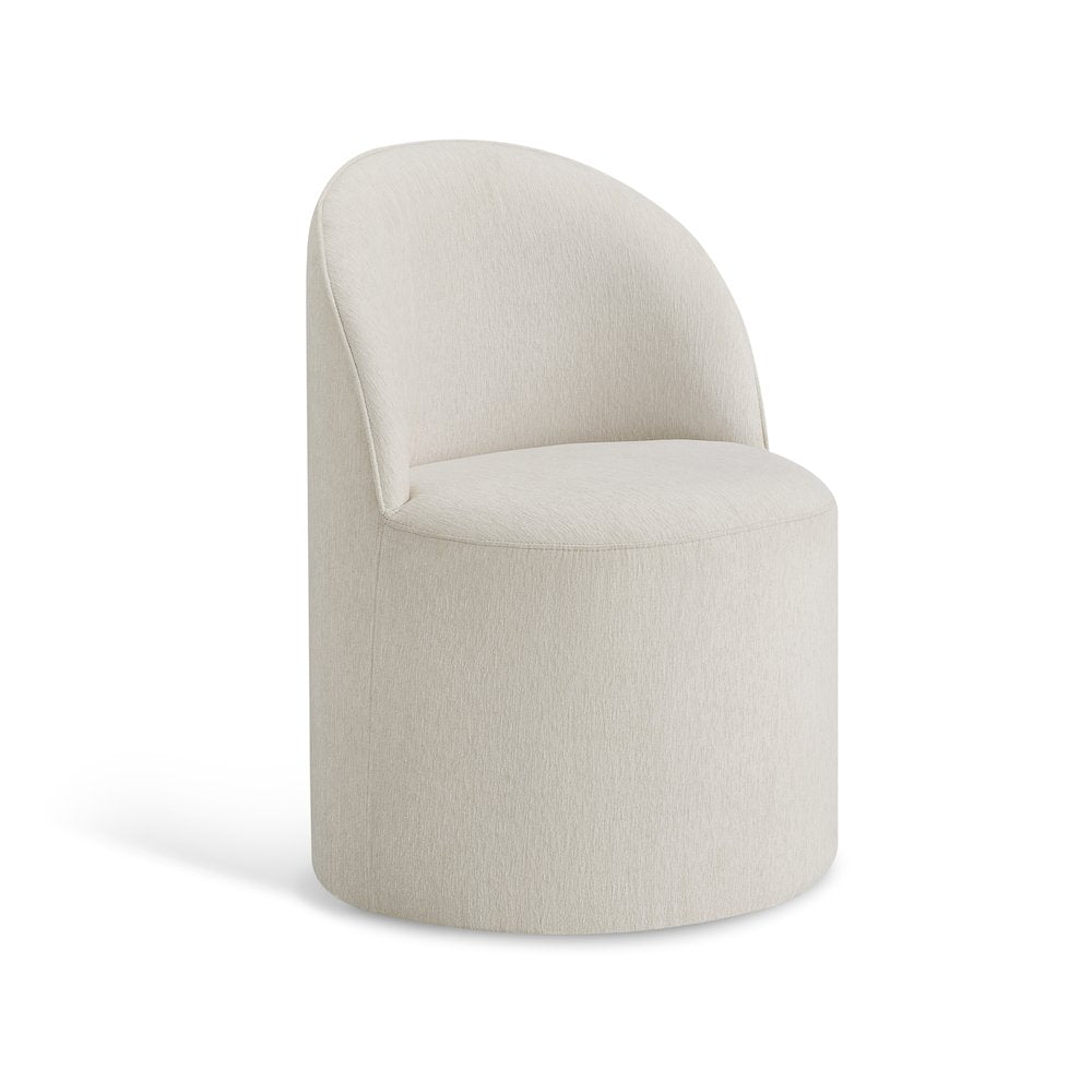 Koffman Modern Fabric Side Chair with Wheels, (Set of 1)  Light Cream