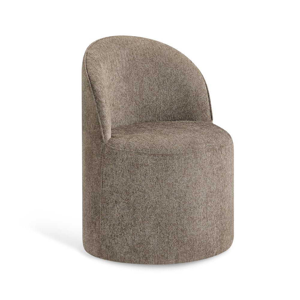 Koffman Modern Fabric Side Chair with Wheels, (Set of 1)  Mocha