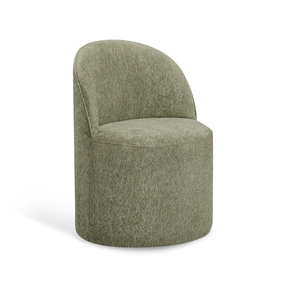 Koffman Modern Fabric Side Chair with Wheels, (Set of 1)  Muted Sage