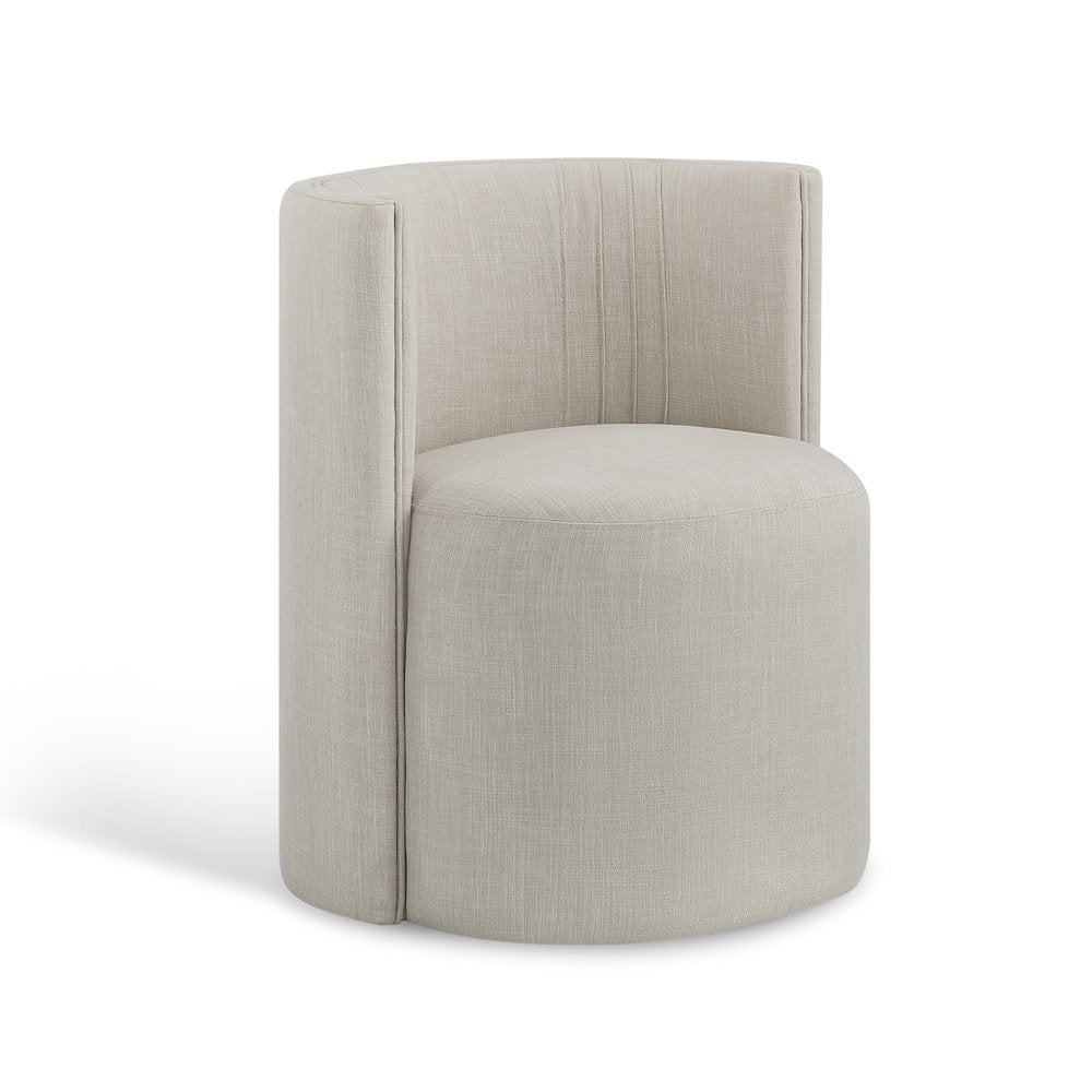 Koffolt Modern Fabric Side Chair with Wheels, (Set of 1)  Stone Beige
