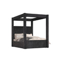 Borealis Canopy Bed Frame with Starry Upholstery, Eastern King, Black